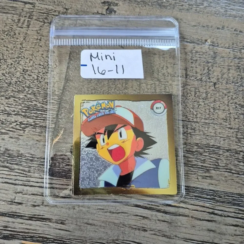 Vintage 1999 Artbox Pokemon Sticker Ash R17 Gold Series 1 Prism Holographic